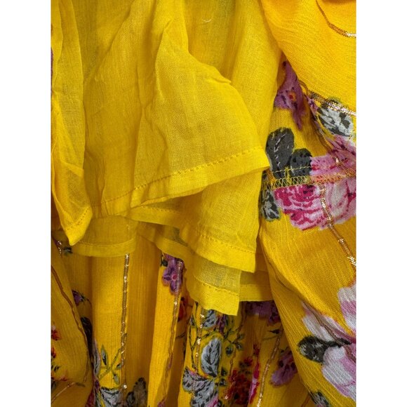 Me 2‎ Magic Bohemian Floral Yellow Maxi Dress vibrant 90s sz L - Picture 8 of 9